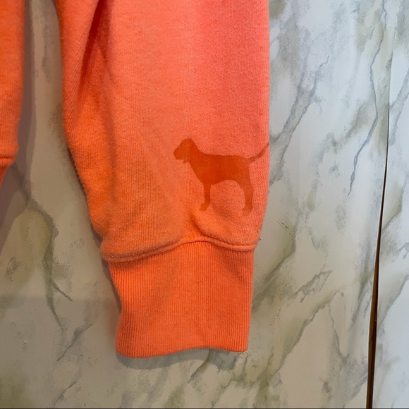 Victoria’s Secret PINK neon coral small sweater pullover v-neck long sleeve cozy - Picture 6 of 9